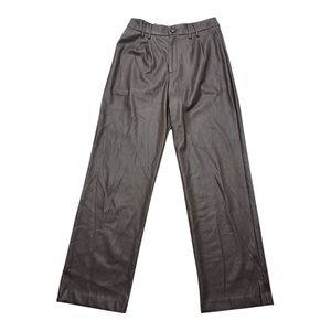 R.G. Kane Pants Womens Size Small Brown Wide High Rise Soft Faux Leather